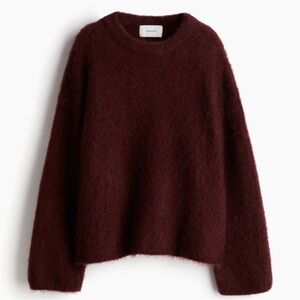 H&M Premium Oversized Wool & Mohair Blend Burgundy Sweater - NWT